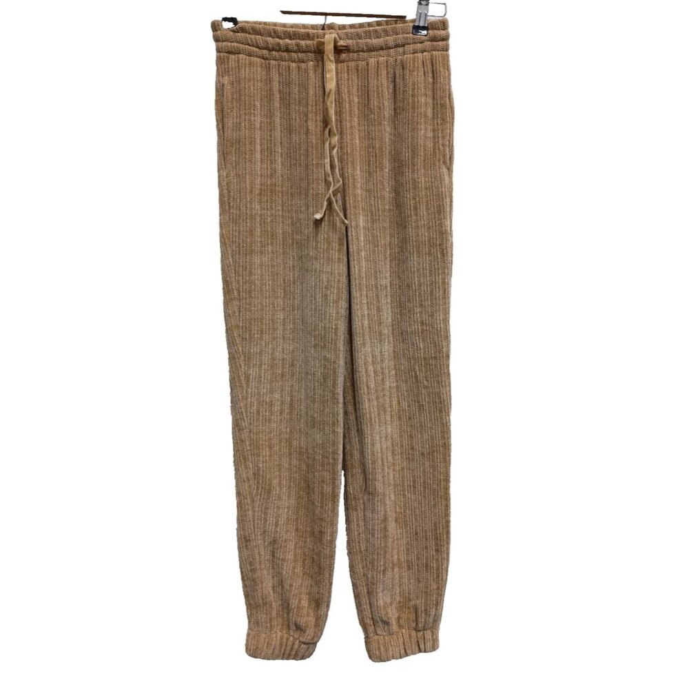 Le Lis BOHO Jogger Pants Womens Small Mustard Yellow Chenille Drawstring NEW